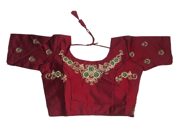 Raw Silk Maroon Designer Blouse 149